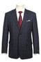 100% Wool Regular Fit 2 Button Sports Coat In Navy Plaid