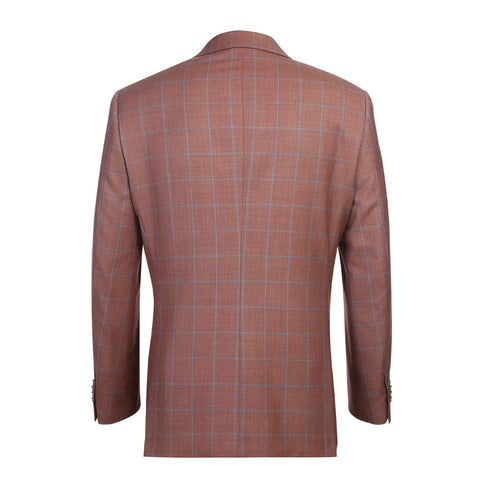 Men's Brown Classic Fit Wool Plaid Blazer