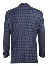 Wool Blend Blue Regular Fit Mini Check Pattern Sports Coat