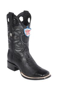 Wild West Botas de Panza de Avestruz Horma Square Toe Black