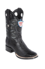 Wild West Botas de Panza de Avestruz Horma Square Toe Black