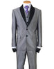 Mens 2 Button Sharkskin Tuxedo with Satin Shawl in Silver