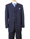 Mens 3 Button Notch Lapel Bold Pinstripe Gangster Suit in Navy Blue
