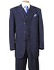 Mens 3 Button Notch Lapel Bold Pinstripe Gangster Suit in Navy Blue