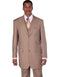 Mens 3 Button Peak Lapel Bold Pinstripe Gangster Suit in Tan