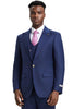 Men's Stacy Adams Vested One Button Side Peak Lapel Pinstripe Suit in Navy Blue