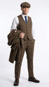 Men’s Thomas Shelby Inspired Brown Herringbone Tweed 3 Piece Suit – Peaky Blinders 1920s Vintage Suit