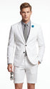 Men’s Cotton Fabric White 2 Piece Summer Suit with Shorts, Casual Beach Wedding and Resort Formal Outfit