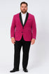 Men’s Fuchsia Tuxedo Blazer with Black Satin Lapel – Stylish Party and Wedding Jacket in Hot Pink Color with Black Pants