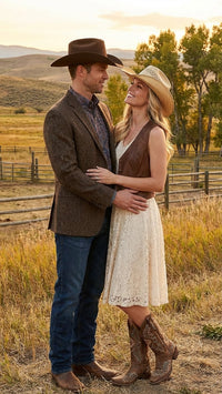 Men’s Brown Western Tweed Herringbone Blazer Jacket – Classic Cowboy Style Sport Coat for Wedding Party