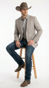 Mens Textured Light Grey Western Blazer – Cowboy Style Casual Sport Coat for Men Classic Western Jacket