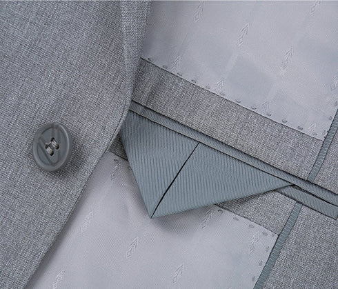 Vanderbilt Collection - Classic 2 Piece Suit 2 Buttons Regular Fit In Light Gray