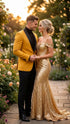 Men's Gold Shawl Lapel Blazer Tuxedo Dinner Jacket – Luxury Formal Blazer Jacket for Wedding, Party and Evening Events