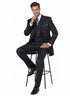 Men's Three Button Suits - Navy Blue Pinstripe Three-Piece Suit – Classic Business and Formal Wear with Tailored Fit