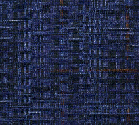 Regular Fit Wool & Linen Blue Plaid Blazer