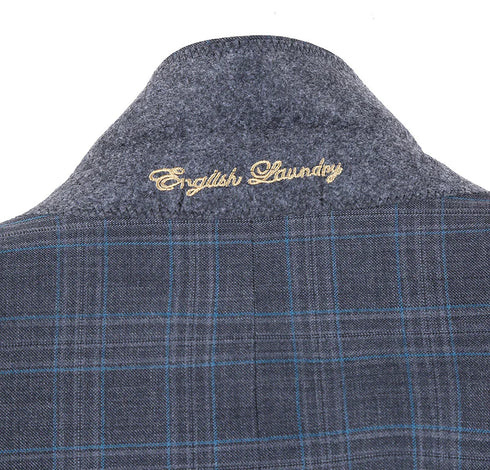 English Laundry 2-Piece Gray Plaid Wool Blend Slim Fit Dress Suit