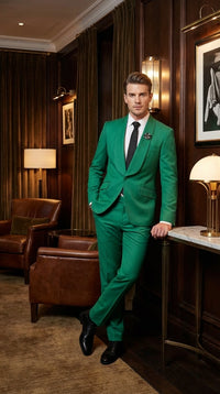 Men’s Augusta Green Emerald Light Green Suit – Slim Fit 2 Piece Formal Suit for Wedding, Prom and Evening Events