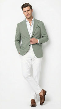 Men’s Sage Green Blazer – Two Button Notch Lapel Formal Jacket for Wedding, Summer and Party Wear in Light Green Sport Jacket
