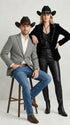 Men’s Light Grey & Black Herringbone Western Blazer – Cowboy Sport Coat Jacket
