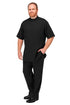 Men’s Black Banded Collar Walking Suit – Short Sleeve Shirt and Matching Pants Banded Collar Linen Fabric