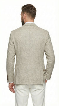 Men’s Light Tan Tweed Blazer – Classic Herringbone Sport Coat, Beige Casual Formal Jacket, Vintage Style Business & Smart Casual Wear