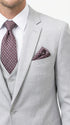Men’s Light Grey Sharkskin 3 Piece Suit – Two Button Vested Modern Formal Business Suit for Wedding in silver Ice Gray