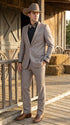 Men’s Light Taupe Western Tuxedo Suit – Cowboy Style Formal Blazer and Pants Outfit in Khaki Tan Light Brown Color