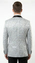 Men’s Silver and Black Floral Blazer – Elegant Formal Tuxedo Style Blazer Jacket for Wedding, Party, Prom and Evening Wear