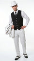 Men’s White Pinstripe 1920s Gangster 3 Piece Suit, Black Contrast Formal Costume Suit for Parties, Prom, Weddings, and Theme Events
