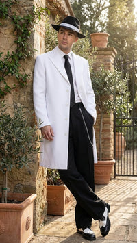 Men’s White Zoot Suit Gangster Style Outfit – White Jacket + Vest + Pants + Shirt & Tie Combo Package