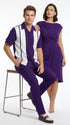 Men’s Purple and White Walking Suit – 2-Piece Short Sleeve Casual Leisure Outfit