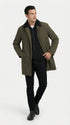 Mens Olive Brown Trench Coat Raincoat – Classic Water Resistant Long Coat with Zip and Button Closure for Business, Travel and Everyday Outerwear