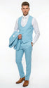 Men’s Turquoise Light blue Suit, Vested Formal Dress Suit for Weddings, Prom, Summer Parties, and Special Occasions in Aqua Blue Color By Rossiman