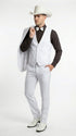 Men’s White Western Cowboy 3 Piece Tuxedo Suit, Formal Wedding Prom Groom Suit Set
