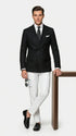Men’s Black Double Breasted Blazer, Formal Wedding Business Casual Sport Coat Jacket