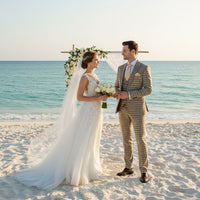 Men’s Beige and Navy Check 3-Piece Suit Set – Premium Tailored Fit Formal Wedding and Business Suit By Rossiman