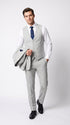 Men’s Silver & Navy Blue 3-Piece Suit – Wedding, Business and Formal Suit with Free Matching Tie