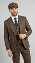 Peaky Blinder Men’s Brown Tweed 3-Piece Suit – Vintage Wedding, Business and Formal Suit with Matching Vest and Pants