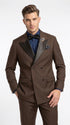 Men’s Brown Double Breasted Tuxedo – Satin Peak Lapel Formal Wedding & Prom Suit
