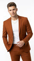Men’s Burnt Orange Modern Fit Suit – Slim Fit Wedding, Prom and Formal 2-Piece Suit Copper Brick Color