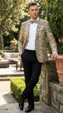 Men’s Beige and Black Snakeskin Print Blazer – Alligator Crocodile Exotic Sking Sport Coat Jacket in Tan Camel Color