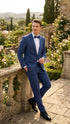 Men’s Indigo Sapphire Royal Blue Tuxedo Suit Set, Classic Formal Wedding Prom Dinner Jacket Tux Light Blue Cobalt Color