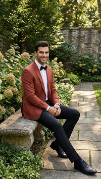 Men’s Brick Copper Rust Color Blazer – Slim Fit Formal and Party Wear Jacket in Burnt Orange Sport Coat