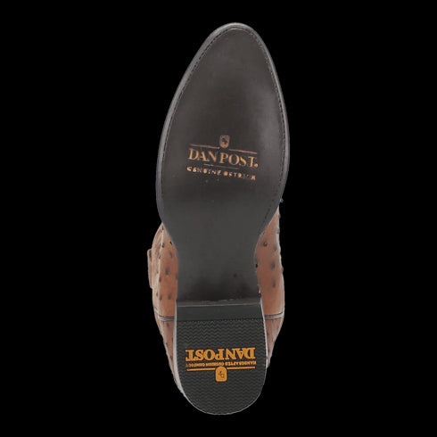 Dan Post Men's Tempe Full Quill Ostrich Round Toe Boots - Saddlebrown