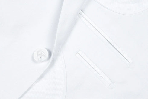 (36R, 48S) 2 Piece Suit 2 Buttons Regular Fit In White