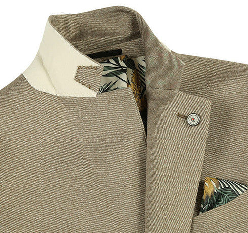 Half Canvas Slim Fit Blazer in Khaki