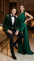 Men’s Olive Green Velvet Tuxedo Dinner Jacket – Black Satin Peak Lapel Formal Prom Wedding Blazer