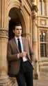 Men’s Vintage Brown Houndstooth Blazer – 1950s Coffee Check Sport Coat