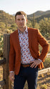 Men’s Rust Cowboy Western Blazer – Copper Brick Color Two Button Sport Coat Peak Lapel Modern Fit