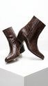 Men’s Brown Cuban Heel Boots – Exotic Ostrich Leg & Ostrich Quill Pointed Toe Dress Boots By Los Altos